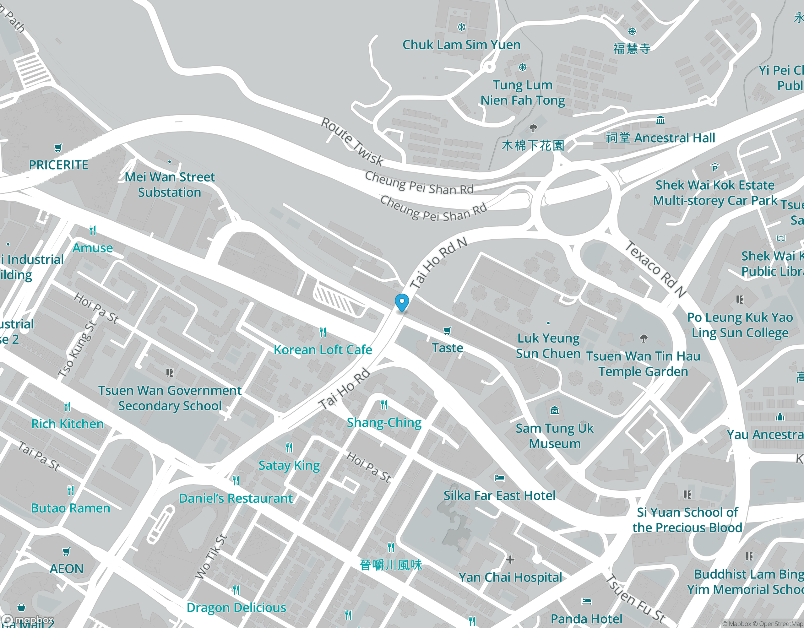 Map, Tsuen Wan, Tsuen Wan in all the places indicated in the app